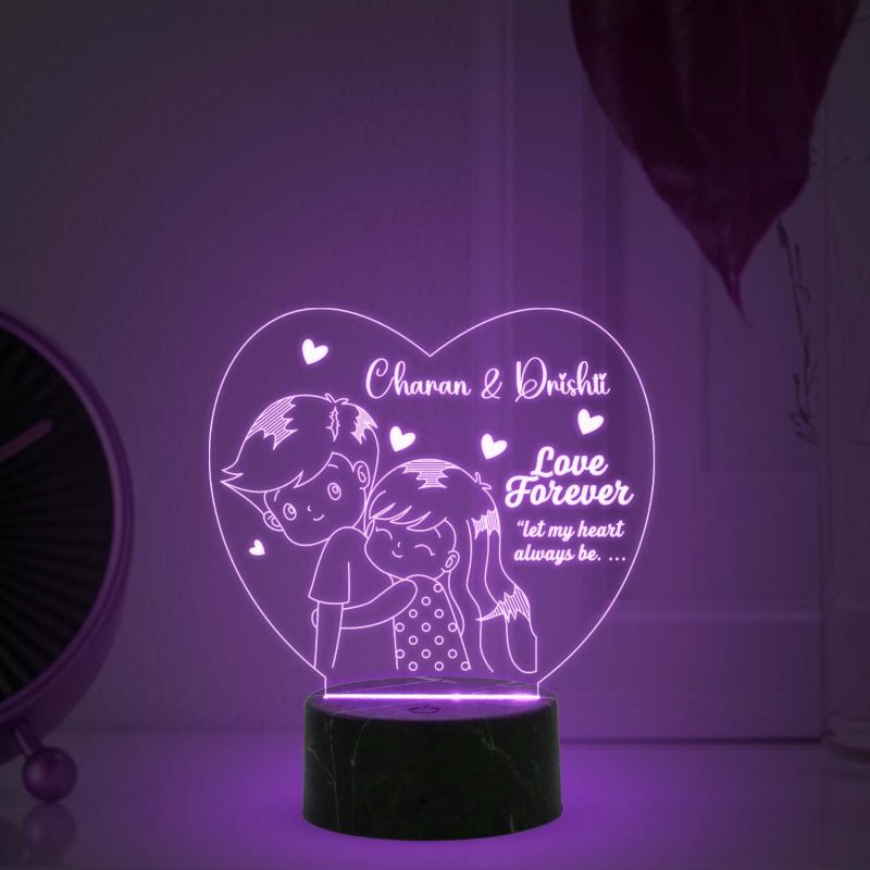 Love Forever Couple Night lamp with Multicolored Light Customized with Name Gift for Loveable Person